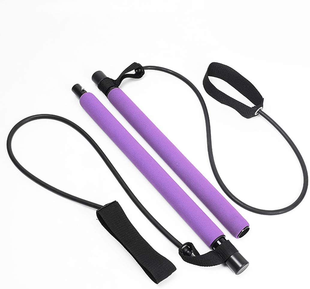 Pilates Bar Kit with 4 Resistance Bands for Women. Booty Band Squat  Exercise Equipment. Adjustable Portable Full Body Workout Resistance Bands  Bar.