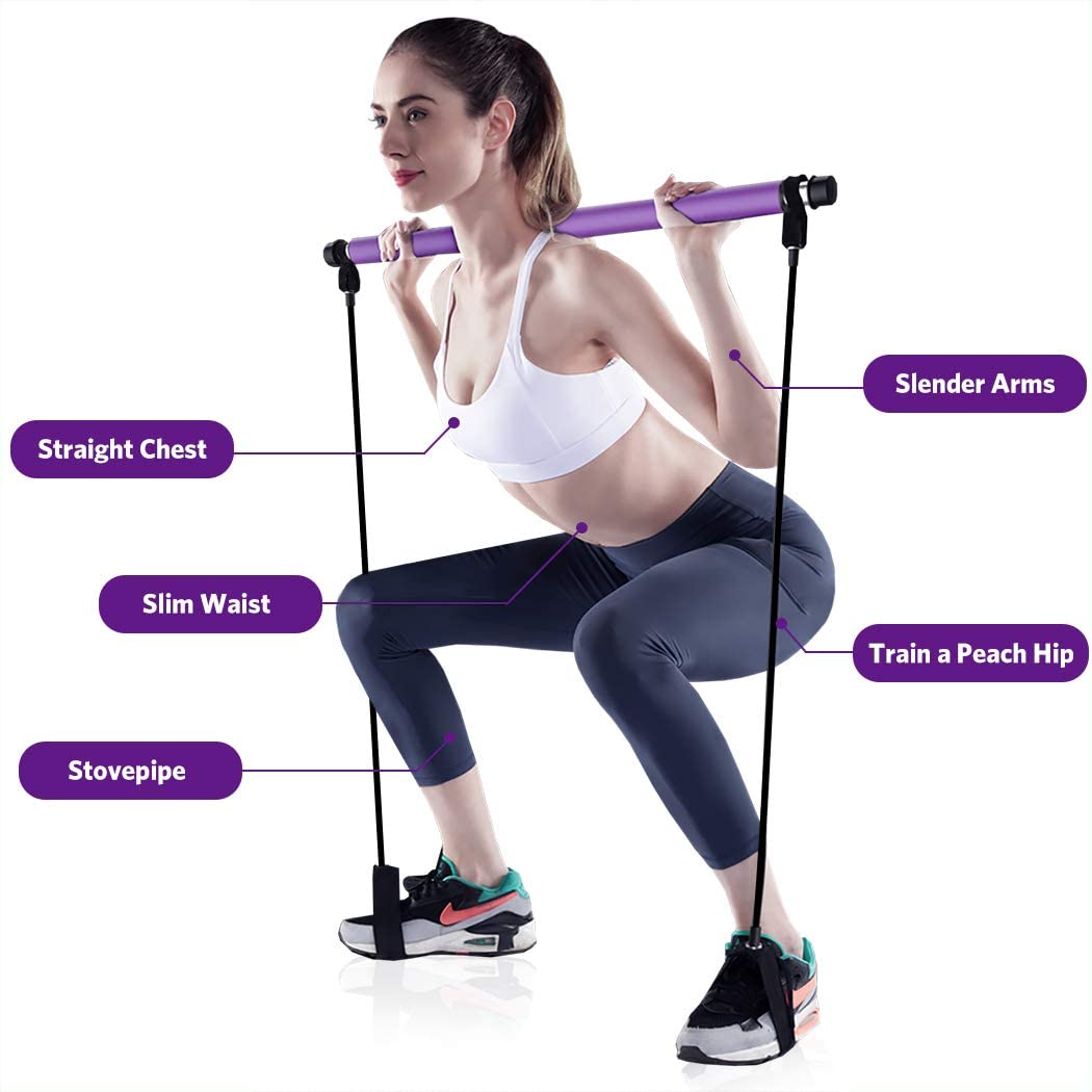 Pilates Bar Kit with Resistance Bands, Exercise Fitness Equipment for –  Super Plant