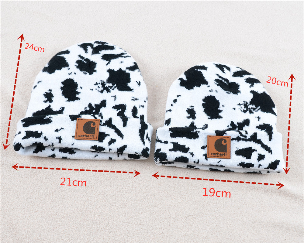 Cow knit hat double hem woolen hat winter warm hat men's and women's hats
