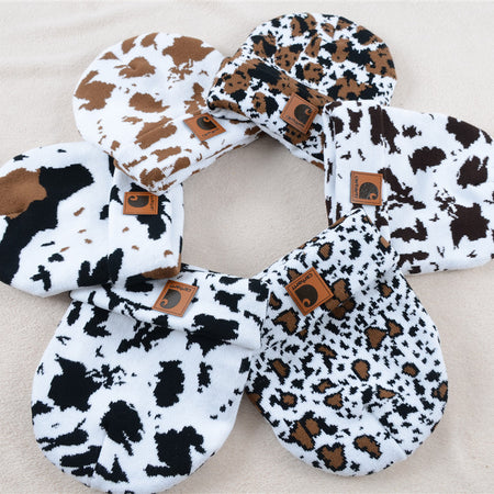 Cow knit hat double hem woolen hat winter warm hat men's and women's hats