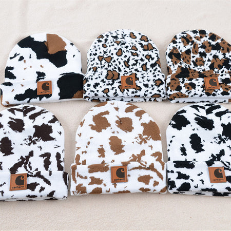 Cow knit hat double hem woolen hat winter warm hat men's and women's hats