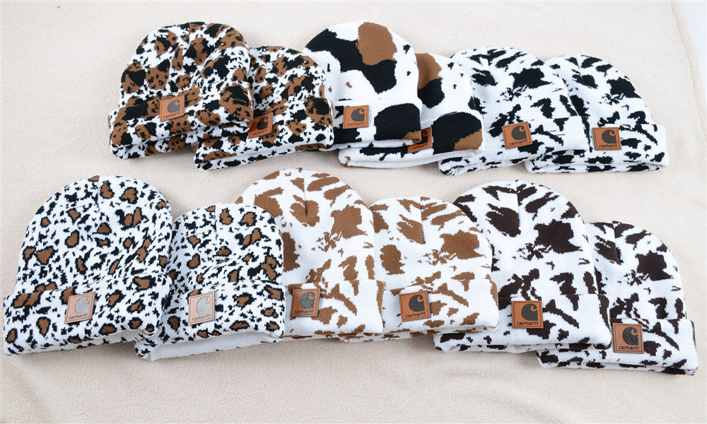 Cow knit hat double hem woolen hat winter warm hat men's and women's hats