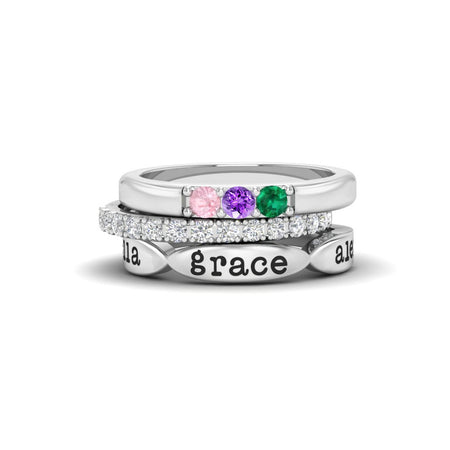 Personalized Birthstone Ring Custom Ring  Engraved Names Ring gifts