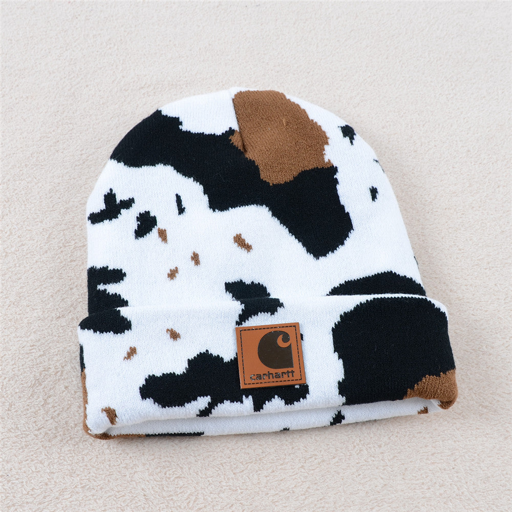Cow knit hat double hem woolen hat winter warm hat men's and women's hats
