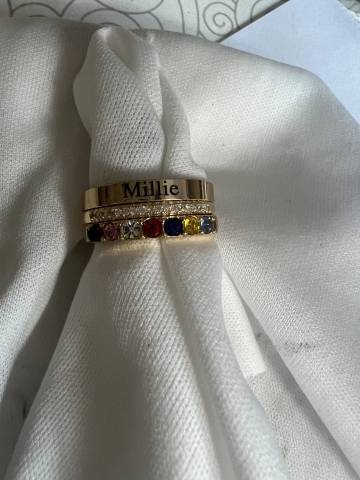 Personalized Birthstone Ring Custom Ring  Engraved Names Ring for Mom