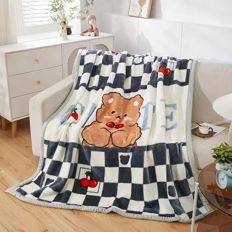 Heavy  Blanket  2 Ply, Soft and Warm, Thick Raschel Printed Mink Blanket for Autumn,Winter,Bed,Home,Gifts