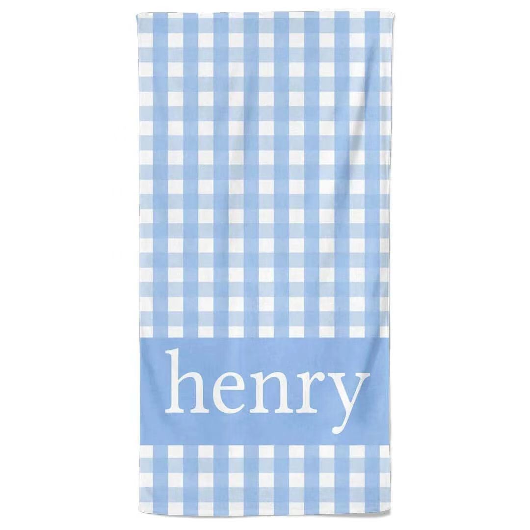 Personalized custom Beach Towel  plaid   Microfiber