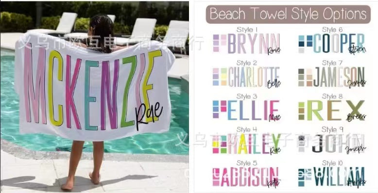 Personalized custom Beach Towel Quick Dry Lightweight Large Microfiber Beach Towel