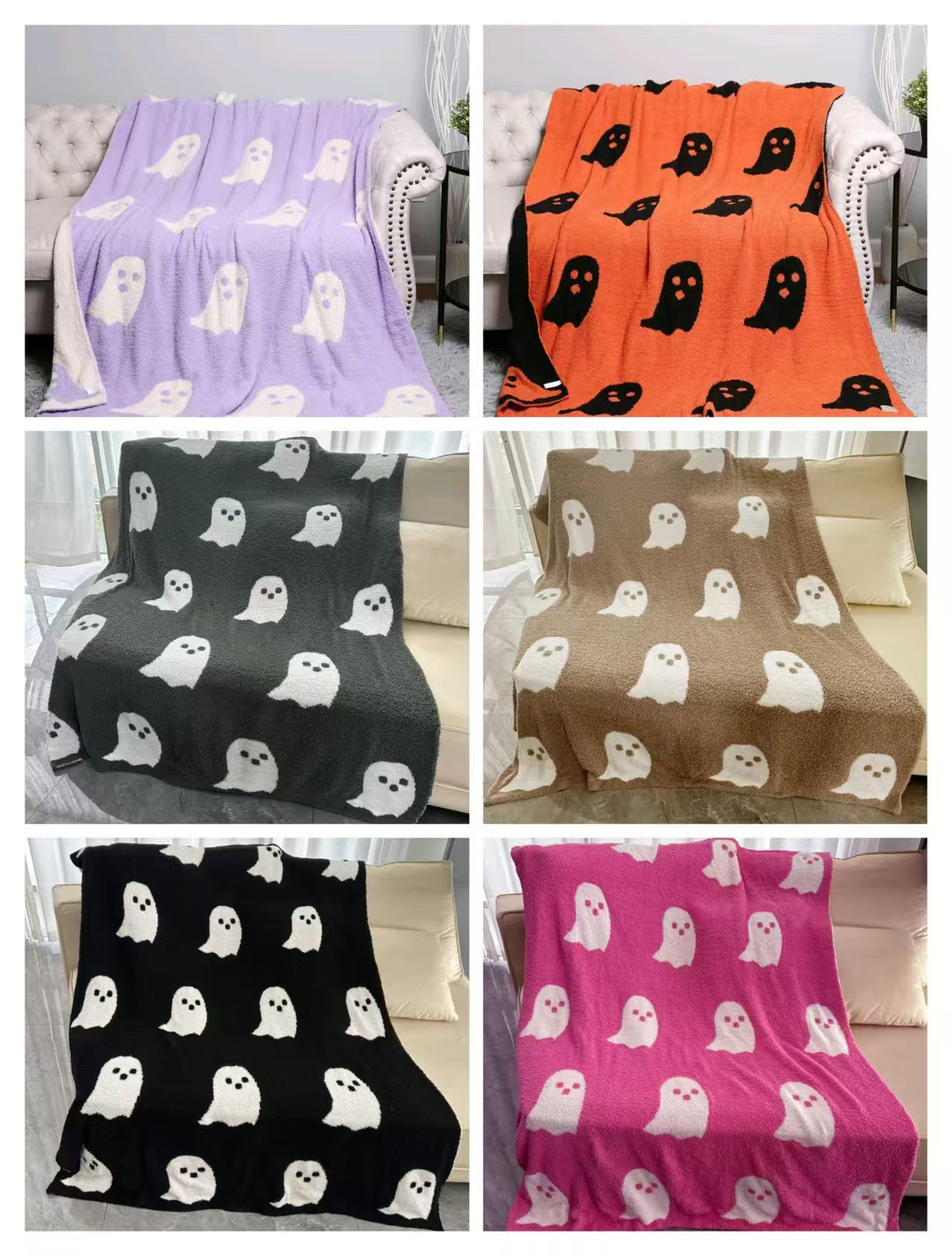 Christmas    Halloween gift Pink Ghost Blanket  half fleece Class A fleece