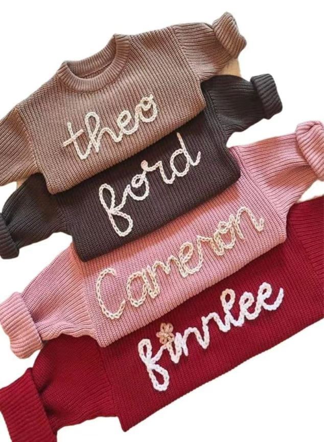 Hand-embroidered children's sweater boys girls