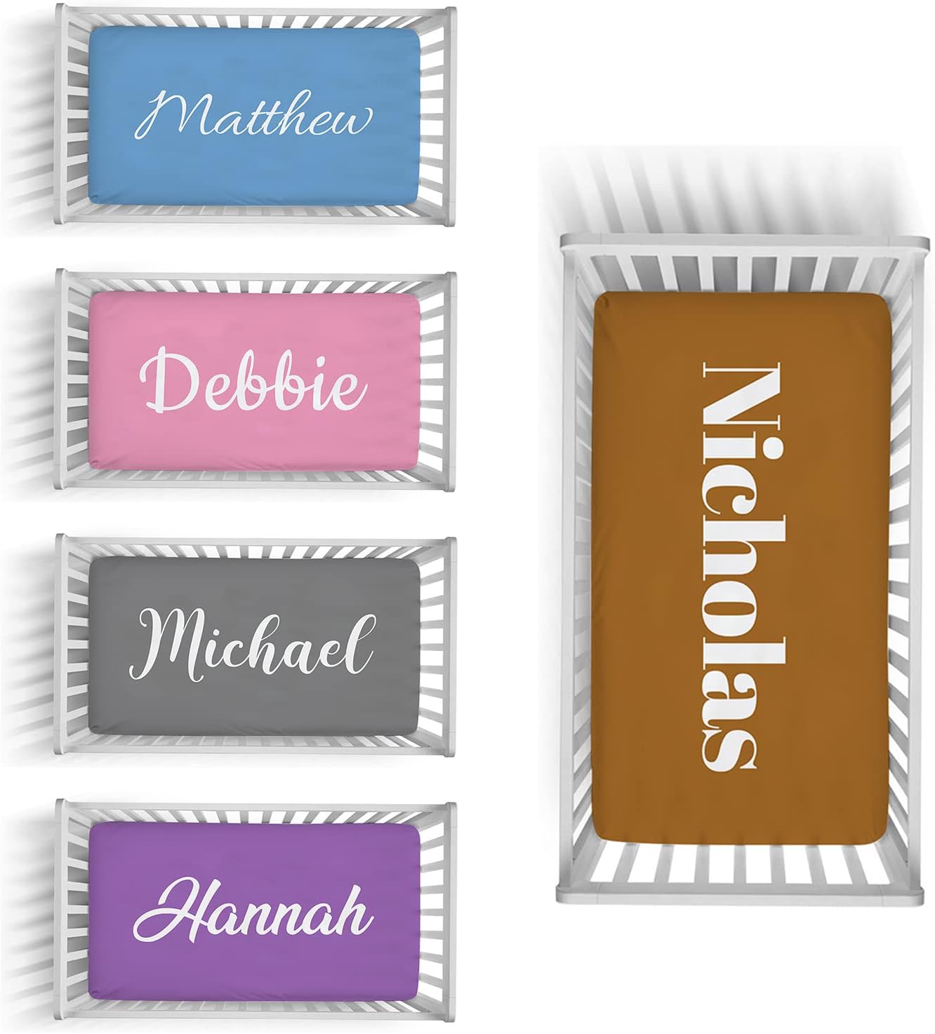 Baby Crib Sheet, Personalized Fitted Crib Bedding Sheet with Name, Custom Pack and Play Sheets, Crib Mattress Sheets for Baby Boys Girls, Mini Crib Sheet | Name Crib Sheets