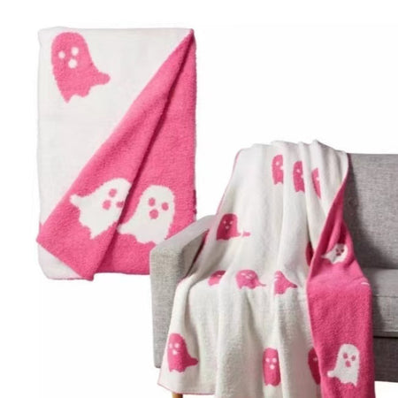 Christmas    Halloween gift Pink Ghost Blanket  half fleece Class A fleece