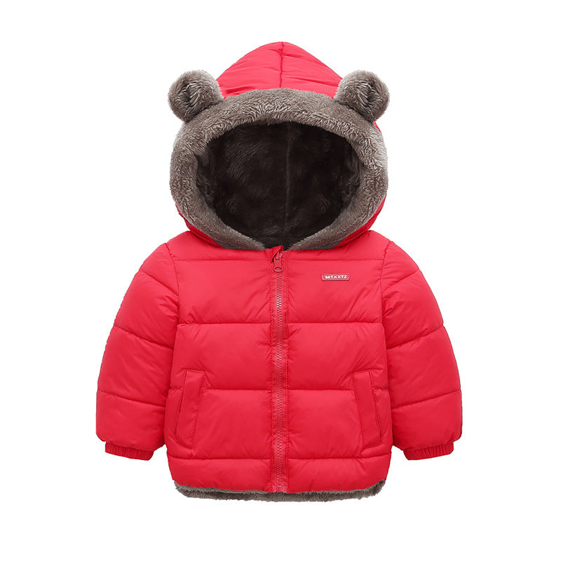 Toddler Children's Lamb Velvet Hooded Down Jacket Boys Girls Kids Thicken Warm Winter Coat Outerwear 1-6t