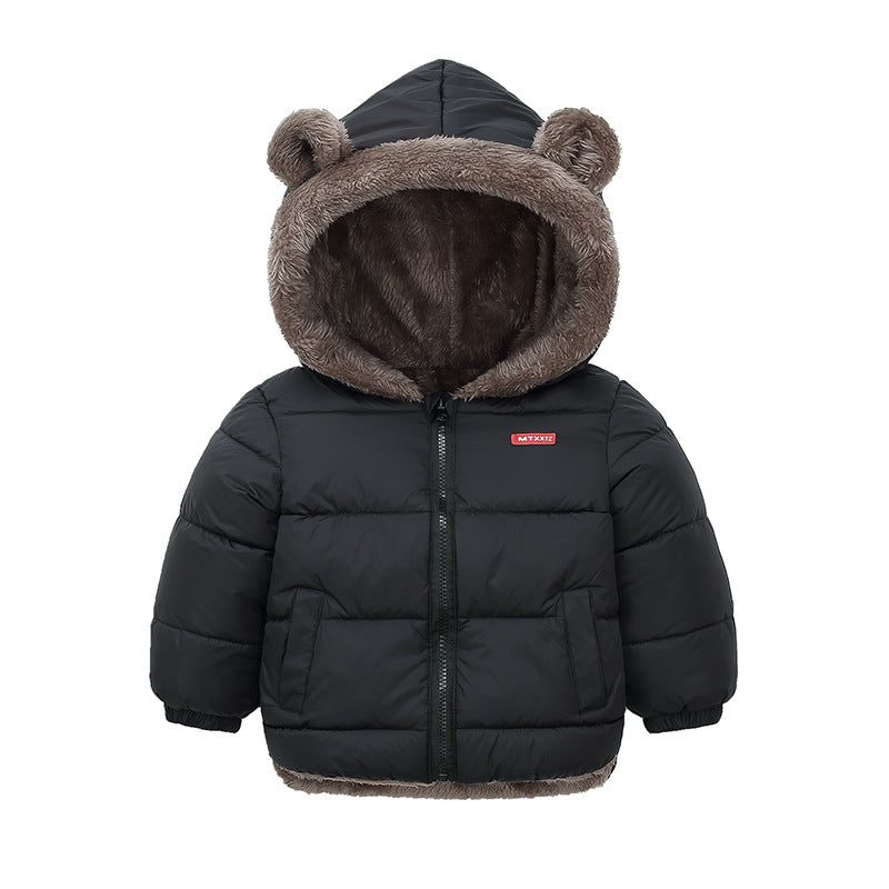 Toddler Children's Lamb Velvet Hooded Down Jacket Boys Girls Kids Thicken Warm Winter Coat Outerwear 1-6t