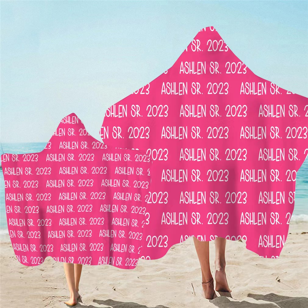 Custom Kids  adults Hooded Bath Towel Personalized Add Your Name Color Swim Customized Beach Towel with Hood
