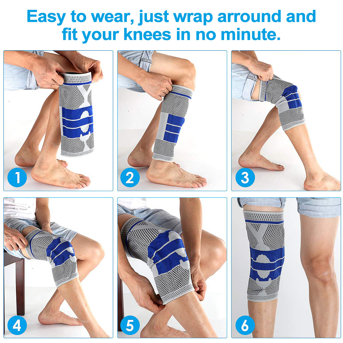 Compression Knee Brace with Patella Gel Pad & Side Stabilizers, Knee Support Sleeve for Pain Relief, Running, Workout, Arthritis, Joint Recovery