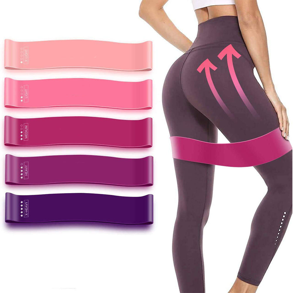 TPE/ Latex Exercise Fitness Band Yoga Hip Resistance Loop Band Set with Instruction Guide, Carry Bag and Color Box