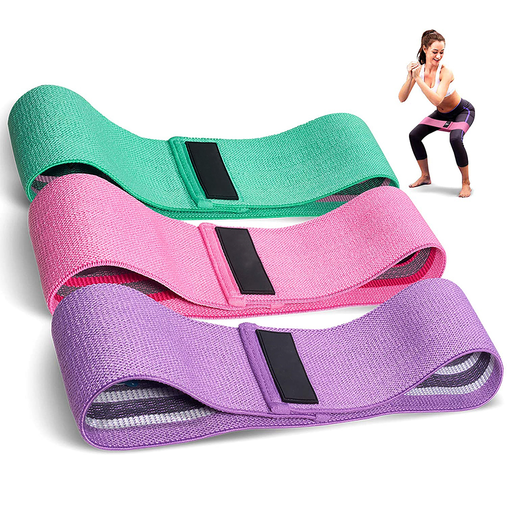 Elastic Fabric Exercise Hip Bands Set Anti Slip Workout Loop Resistance Bands Booty Bands for Legs and Butt