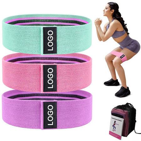 Elastic Fabric Exercise Hip Bands Set Anti Slip Workout Loop Resistance Bands Booty Bands for Legs and Butt