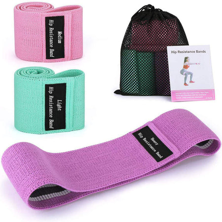 Elastic Fabric Exercise Hip Bands Set Anti Slip Workout Loop Resistance Bands Booty Bands for Legs and Butt