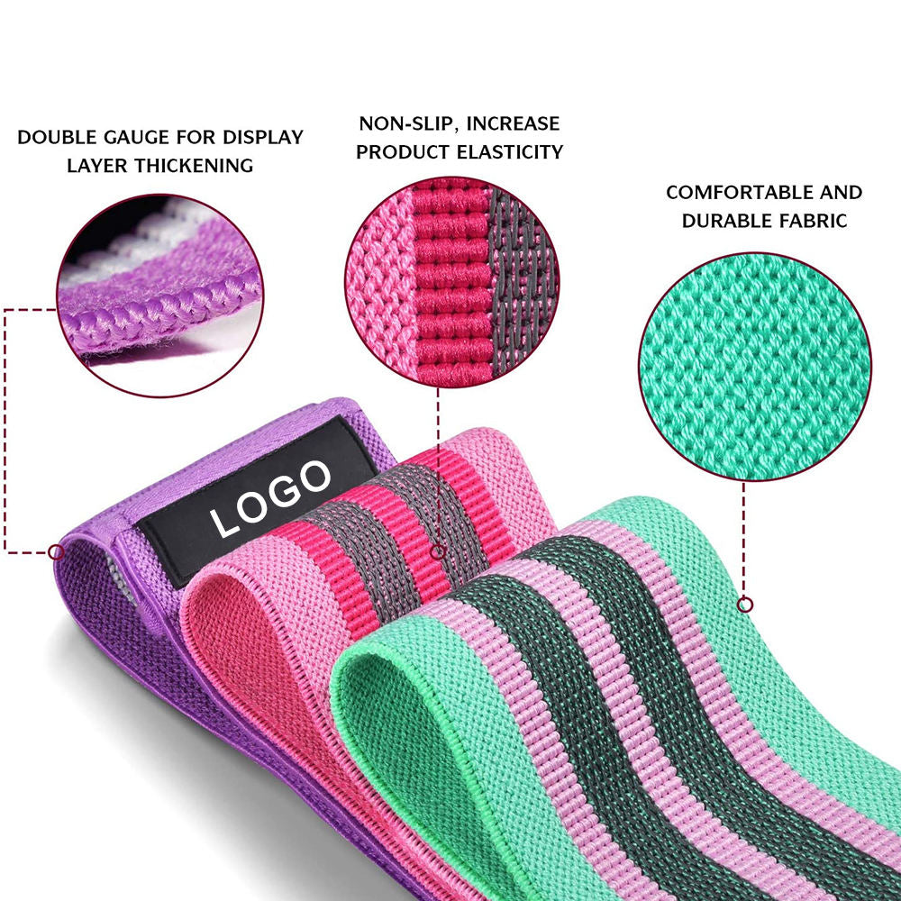 Elastic Fabric Exercise Hip Bands Set Anti Slip Workout Loop Resistance Bands Booty Bands for Legs and Butt