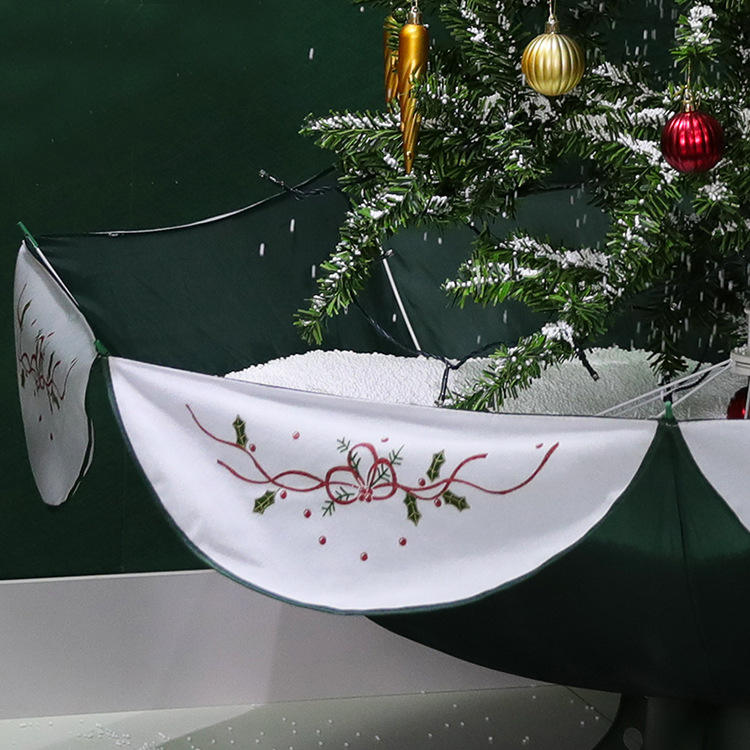 1.4-1.9m New Snowing Christmas Tree With Umbrella Base Music Lighting Snow Flocked Indoor Christmas Tree Mall Decoration