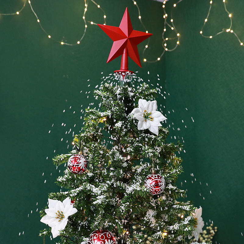 1.4-1.9m New Snowing Christmas Tree With Umbrella Base Music Lighting Snow Flocked Indoor Christmas Tree Mall Decoration