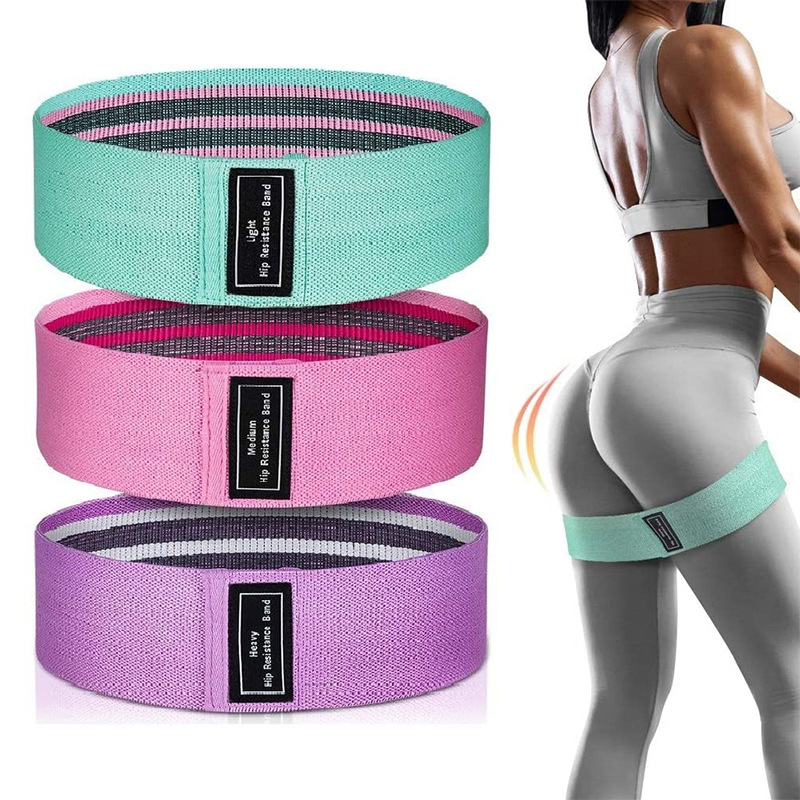 Elastic Fabric Exercise Hip Bands Set Anti Slip Workout Loop Resistance Bands Booty Bands for Legs and Butt
