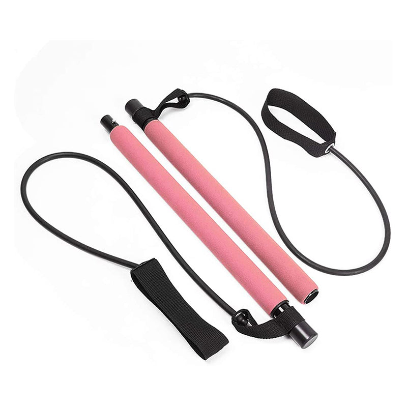 Pilates Bar Kit with Resistance Bands, Exercise Fitness Equipment for Women & Men, Home Gym Workouts Stainless Steel Stick Squat Yoga Pilates Flexbands Kit for Full Body Shaping