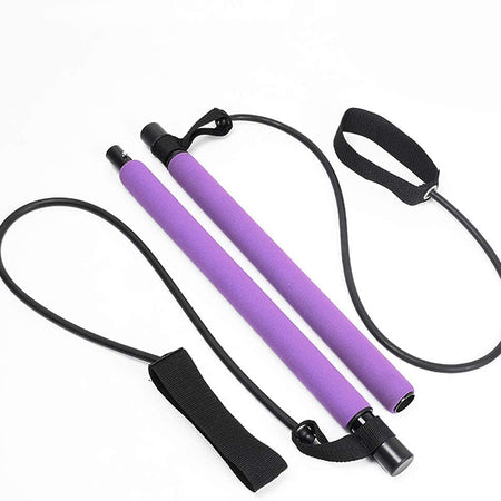 Pilates Bar Kit with Resistance Bands, Exercise Fitness Equipment for Women & Men, Home Gym Workouts Stainless Steel Stick Squat Yoga Pilates Flexbands Kit for Full Body Shaping