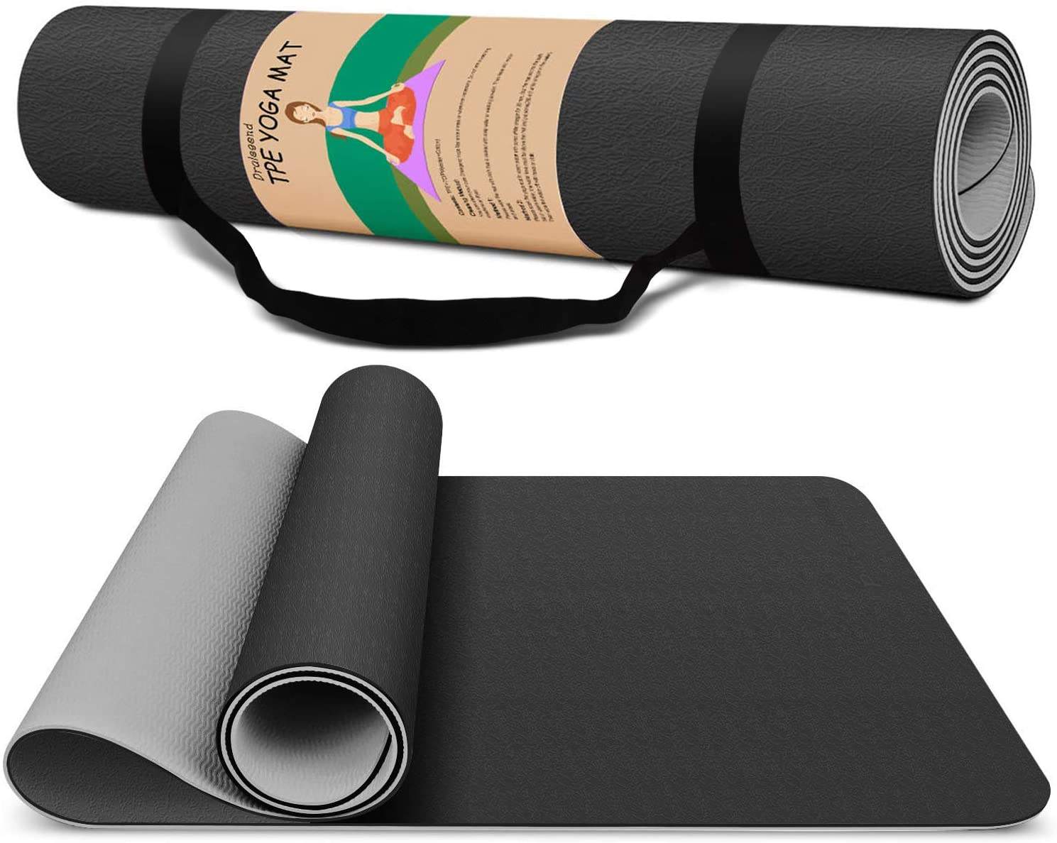 Eco Friendly Yoga Mat Non-slip Pilates Fitness Mats Anti-Tear 1/4" Thick Yoga Mats for Women, Exercise Mats for Home Workout