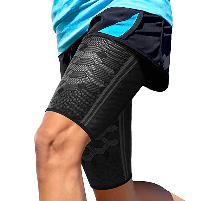 Elastic Breathable Adjustable Nylon Thigh Compression Support Sleeve for Men and Women Made from Innovative