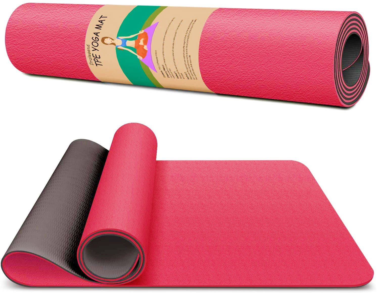 Eco Friendly Yoga Mat Non-slip Pilates Fitness Mats Anti-Tear 1/4" Thick Yoga Mats for Women, Exercise Mats for Home Workout