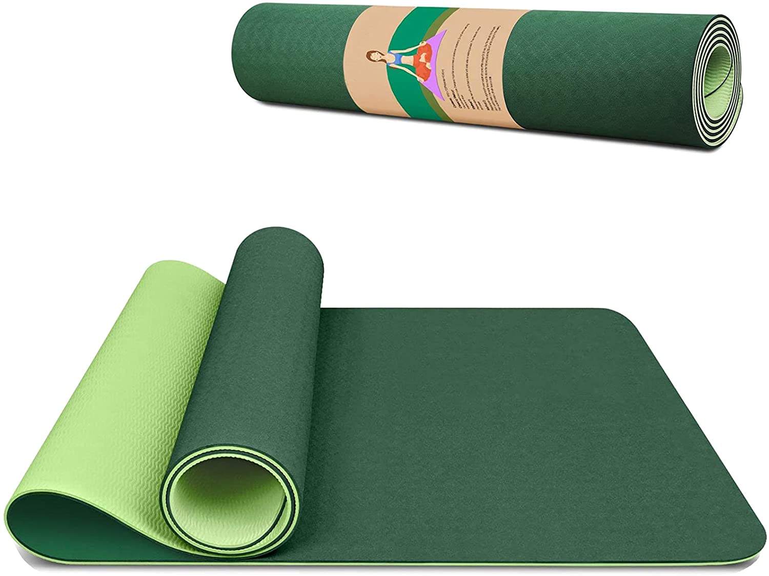 Eco Friendly Yoga Mat Non-slip Pilates Fitness Mats Anti-Tear 1/4" Thick Yoga Mats for Women, Exercise Mats for Home Workout