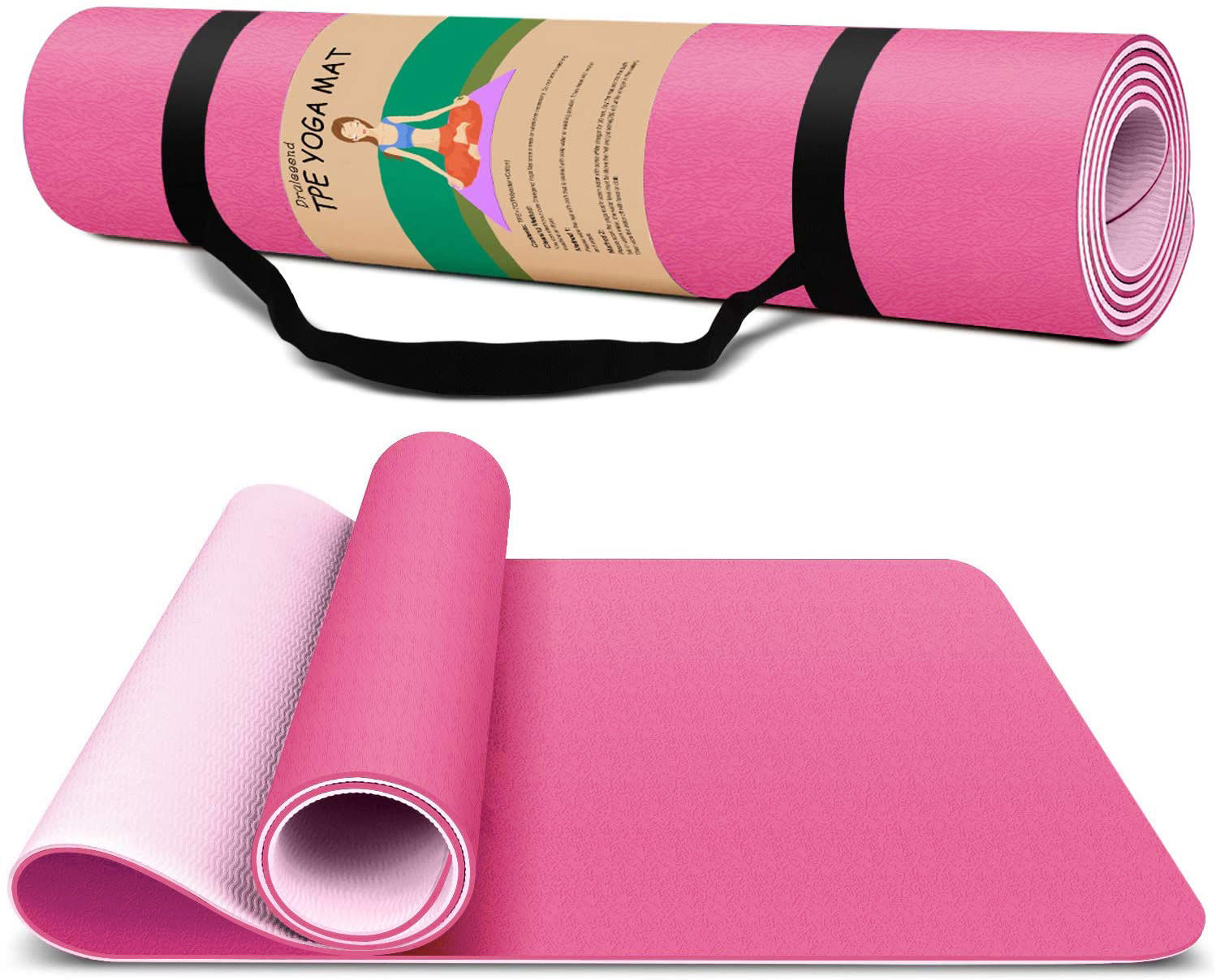 Eco Friendly Yoga Mat Non-slip Pilates Fitness Mats Anti-Tear 1/4" Thick Yoga Mats for Women, Exercise Mats for Home Workout