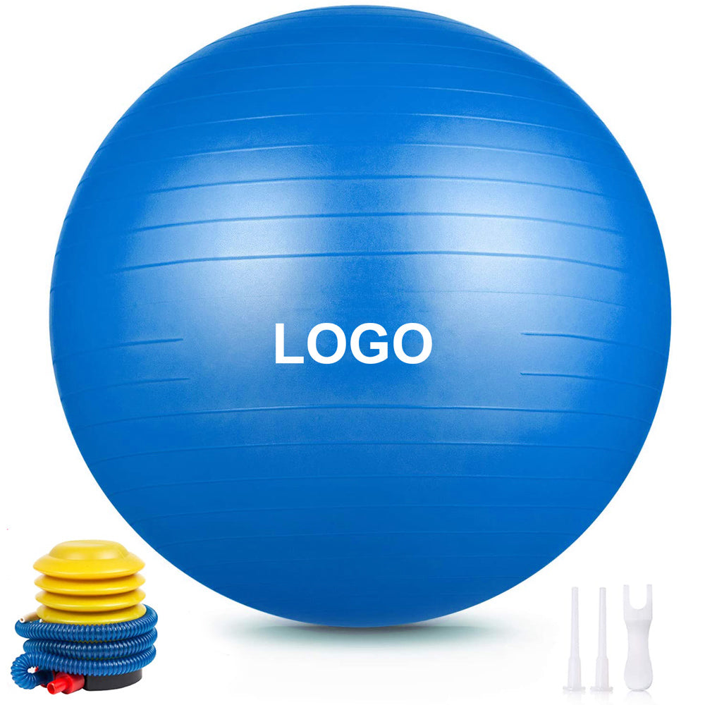 Anti-Burst Pvc Yoga Exercise Ball 55/65/75cm Heavy Duty Swiss Ball for Balance, Stability, Pregnancy and Physical Therapy, Quick Pump Included