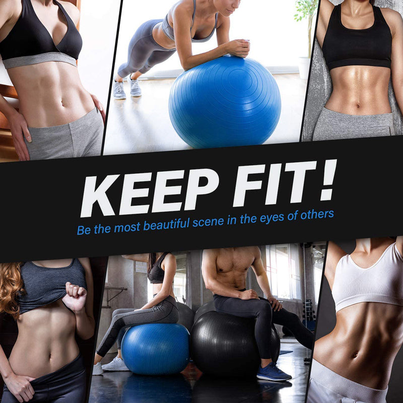 Anti-Burst Pvc Yoga Exercise Ball 55/65/75cm Heavy Duty Swiss Ball for Balance, Stability, Pregnancy and Physical Therapy, Quick Pump Included