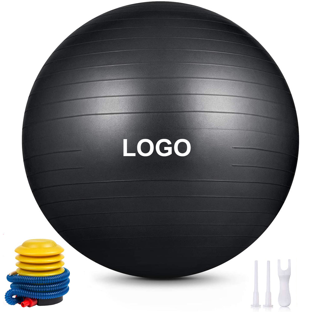 Anti-Burst Pvc Yoga Exercise Ball 55/65/75cm Heavy Duty Swiss Ball for Balance, Stability, Pregnancy and Physical Therapy, Quick Pump Included